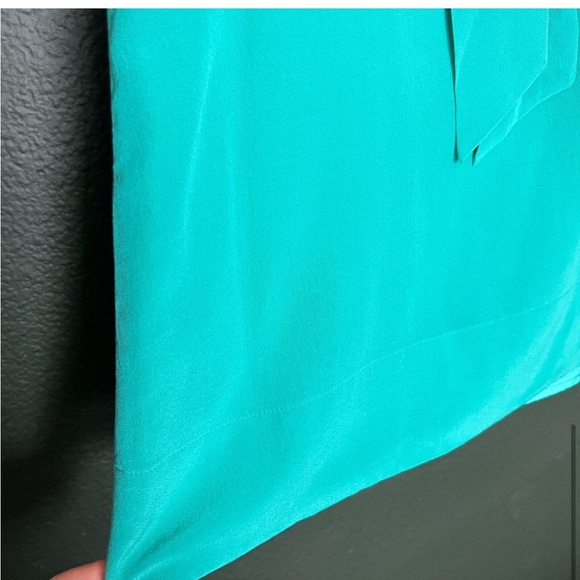 Yumi Kim Jane Sweetheart Bow Dress Teal Blue Shift Silk Mini Dress M - Picture 7 of 10
